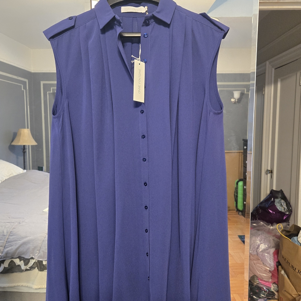 Anne Fontaine Deep Blue Long Blouse